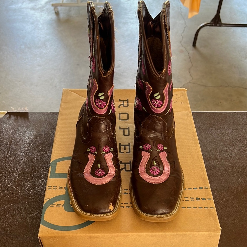 Roper Brown and Pink Boots